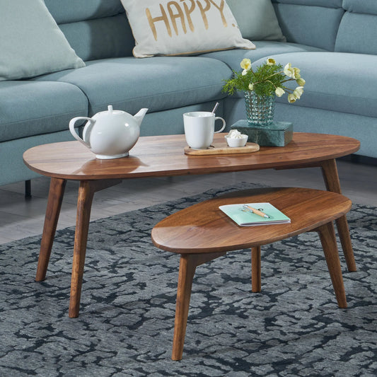 Solid Sheesham Wood Coffee Table Set of Two