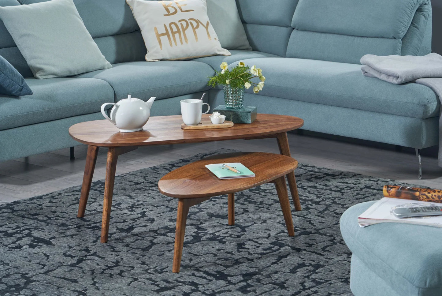 Solid Sheesham Wood Coffee Table Set of Two