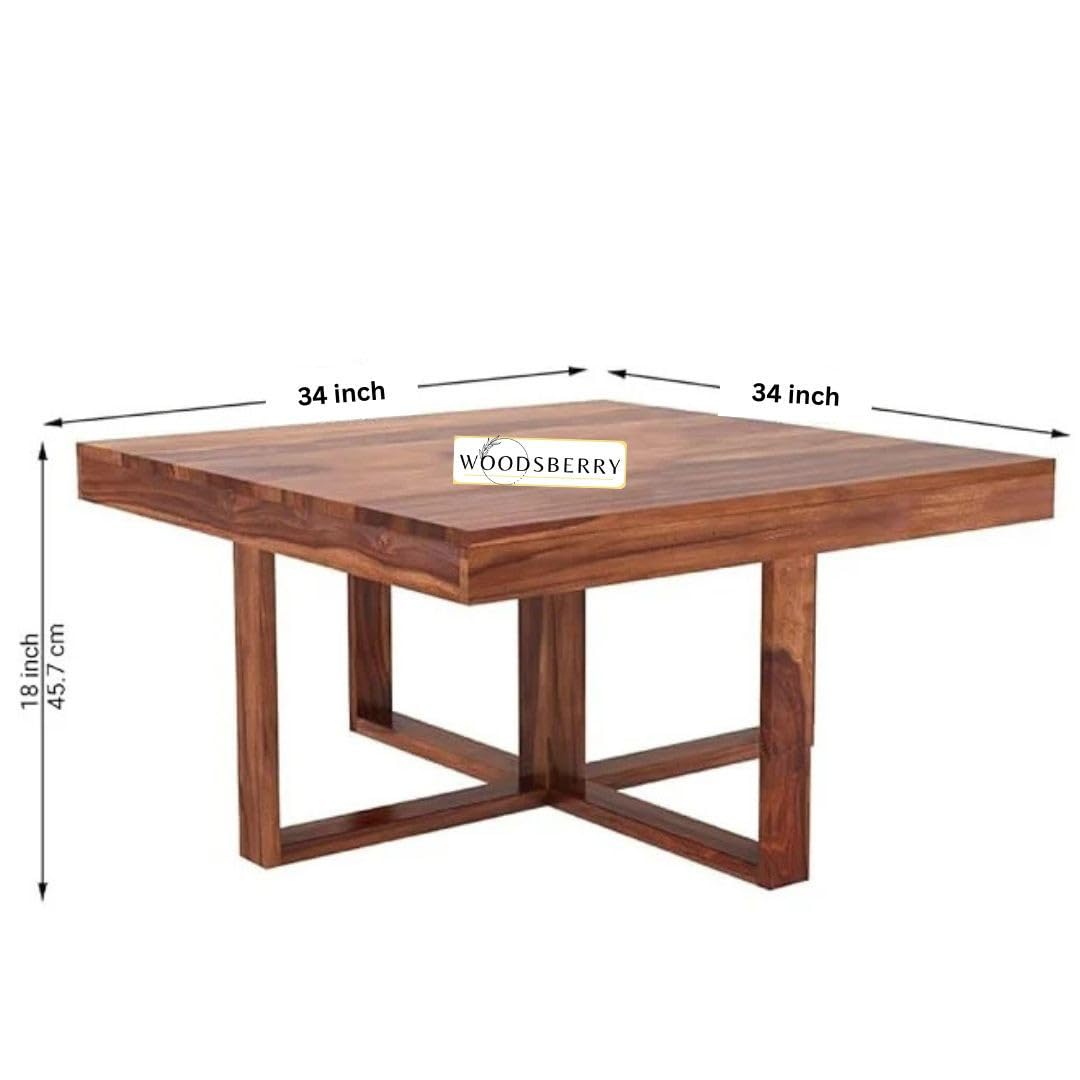 Petlin Sheesham Wood Square Centre Coffee Table with 4 Stool for Living Room