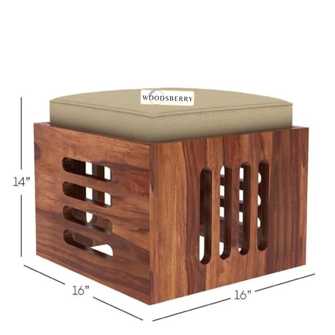 Petlin Sheesham Wood Square Centre Coffee Table with 4 Stool for Living Room
