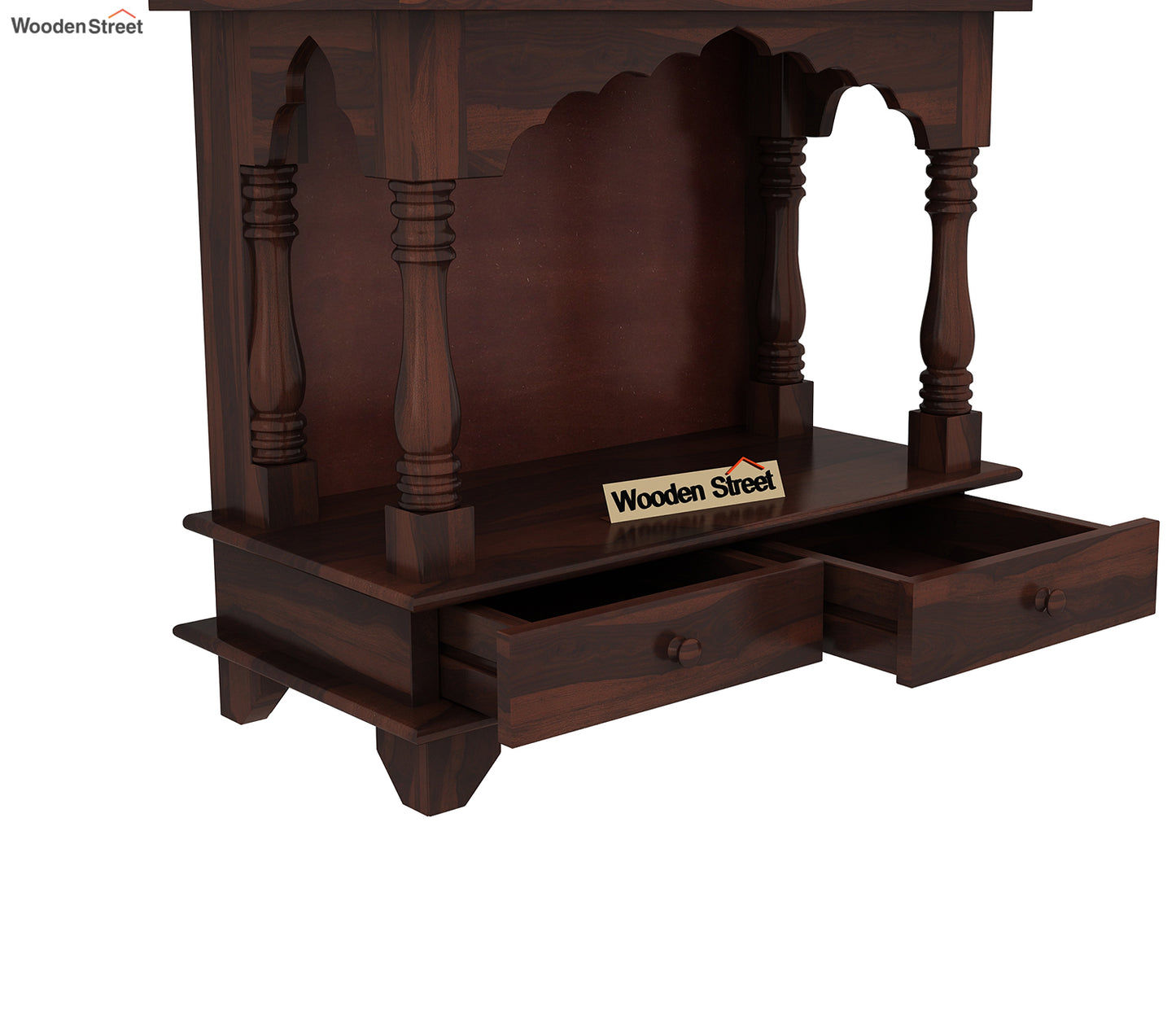 Surbhi Solid Sheesham Wood Temple With Two Drawers