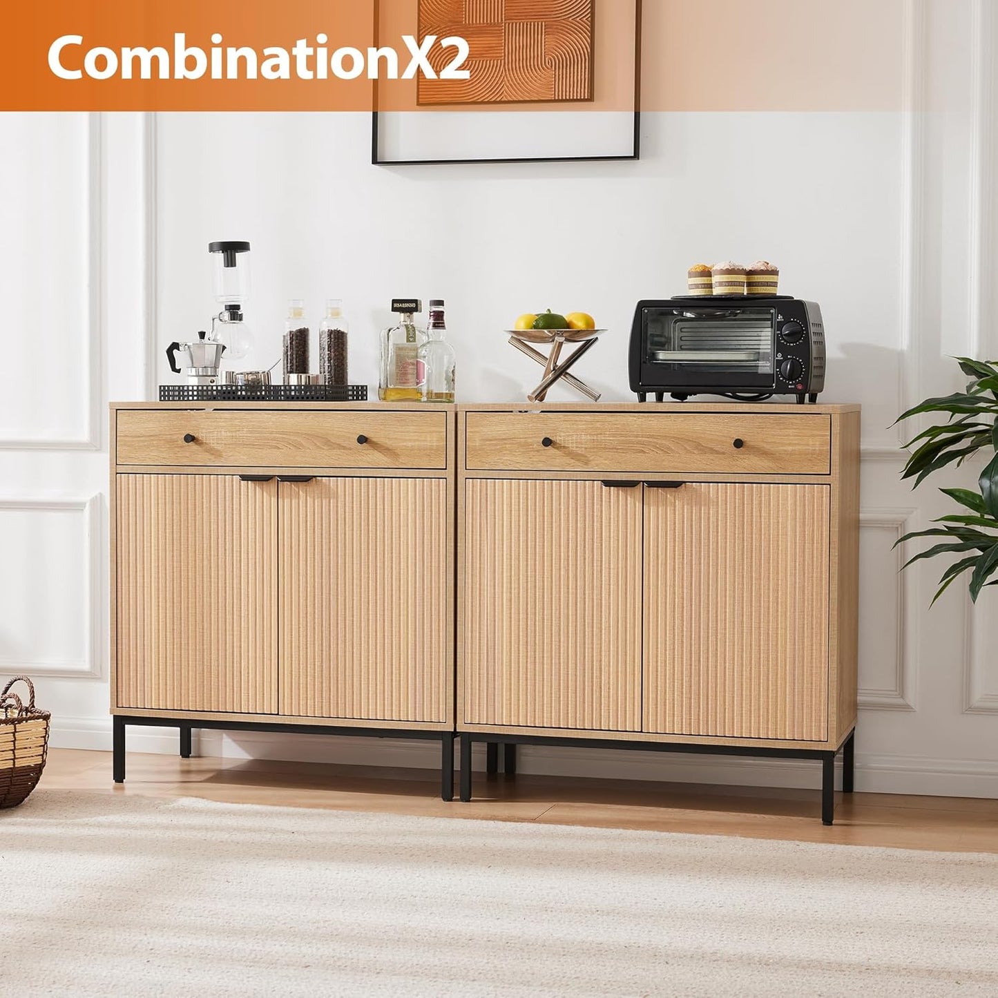 Dakota Kitchen Cabinet With Iron Legs