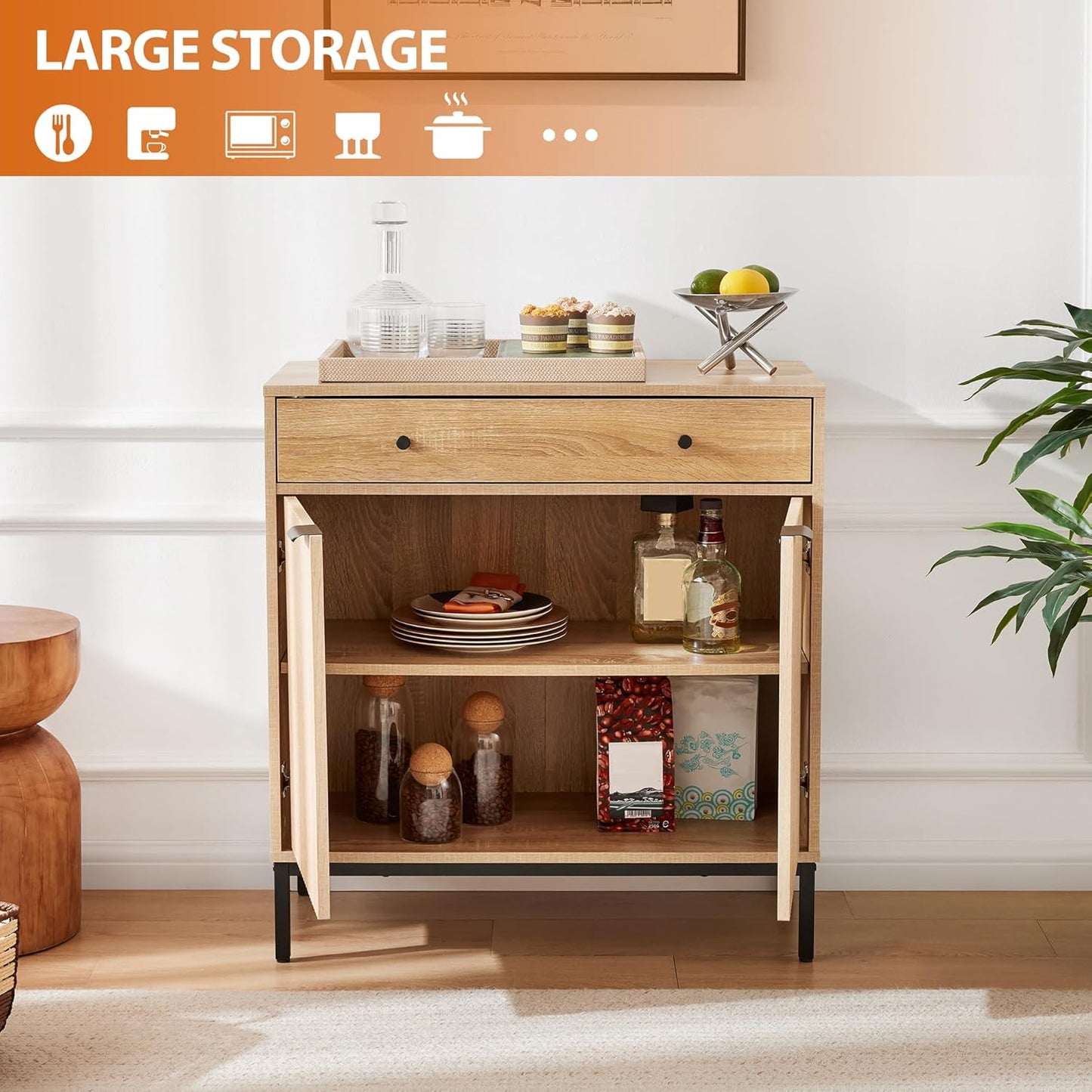 Dakota Kitchen Cabinet With Iron Legs