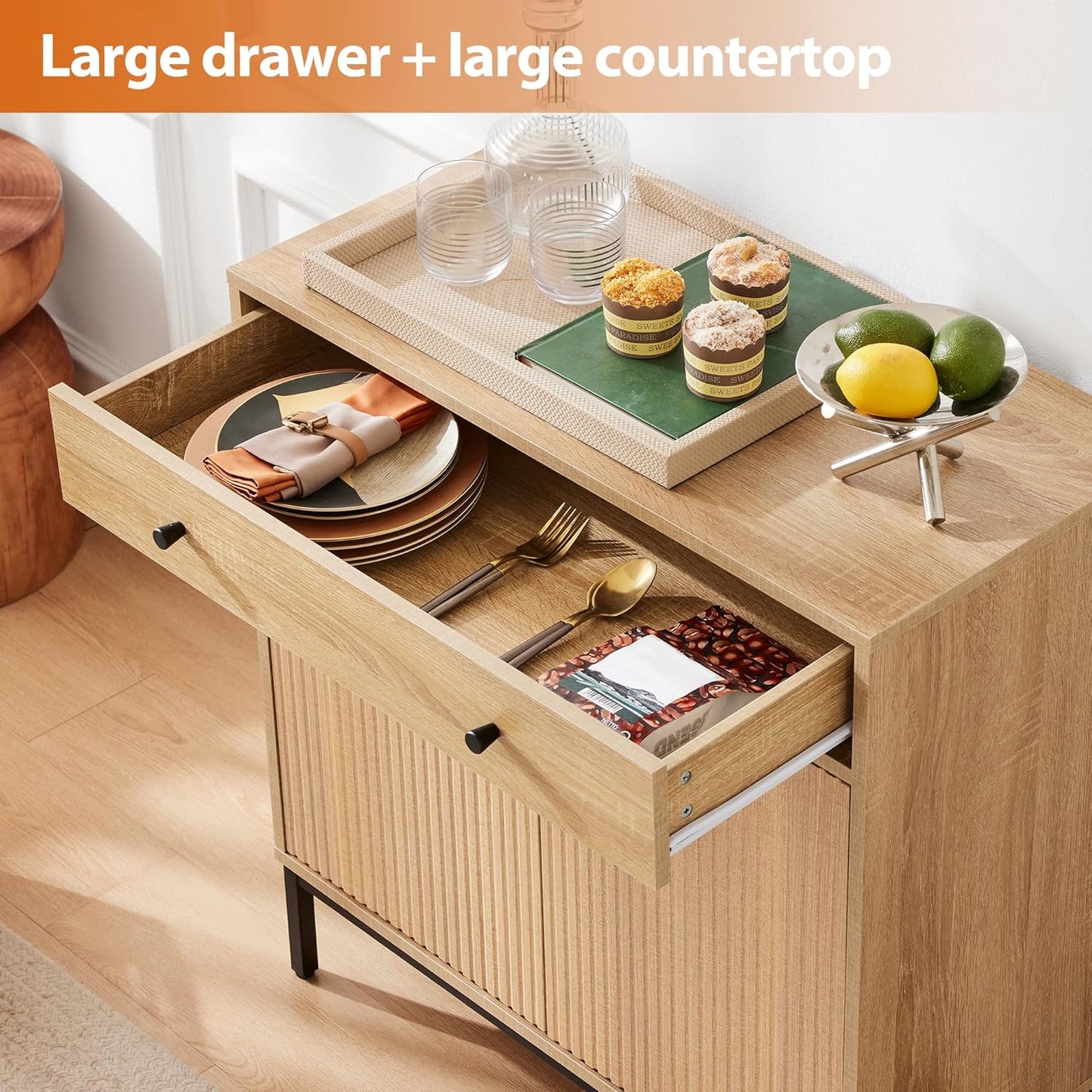 Dakota Kitchen Cabinet With Iron Legs
