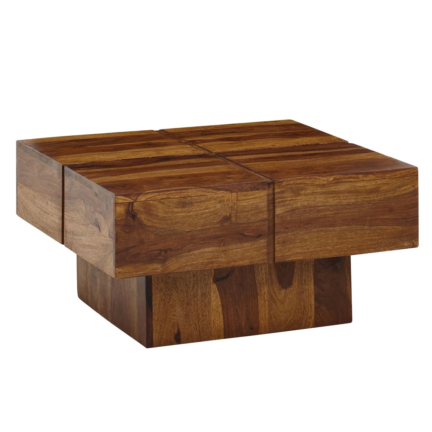Solid Sheesham Wood Center Table With Natural Honey Finish