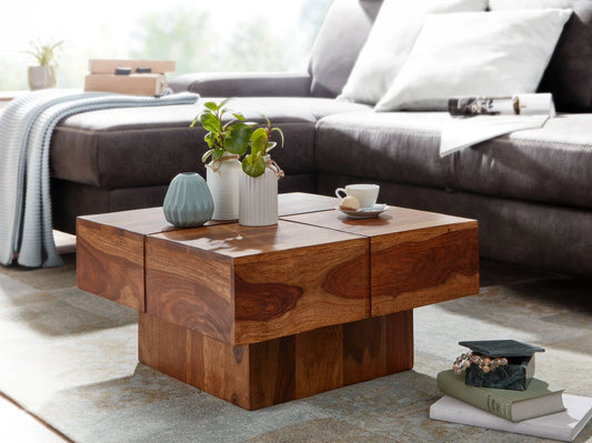 Solid Sheesham Wood Center Table With Natural Honey Finish