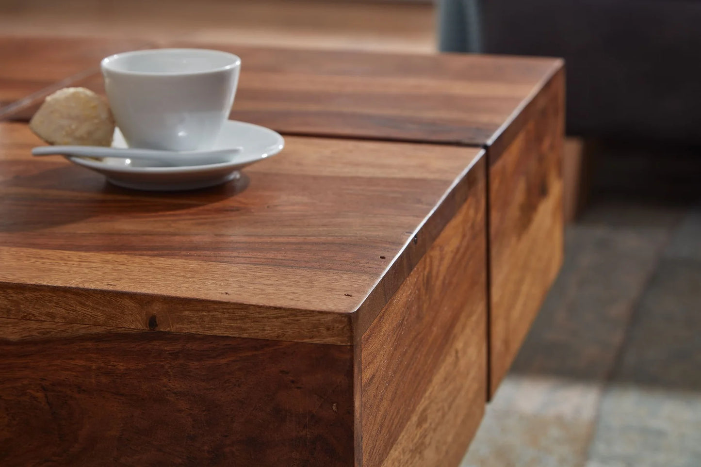 Solid Sheesham Wood Center Table With Natural Honey Finish