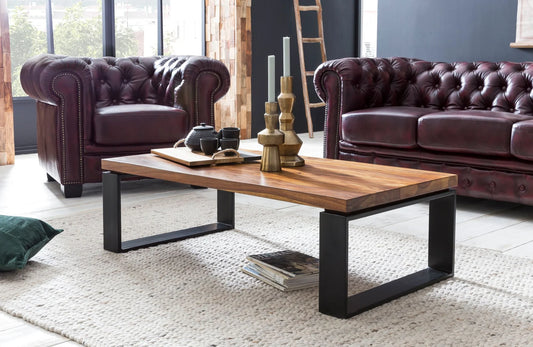 Sheesham Wood Coffee Table With Iron Legs