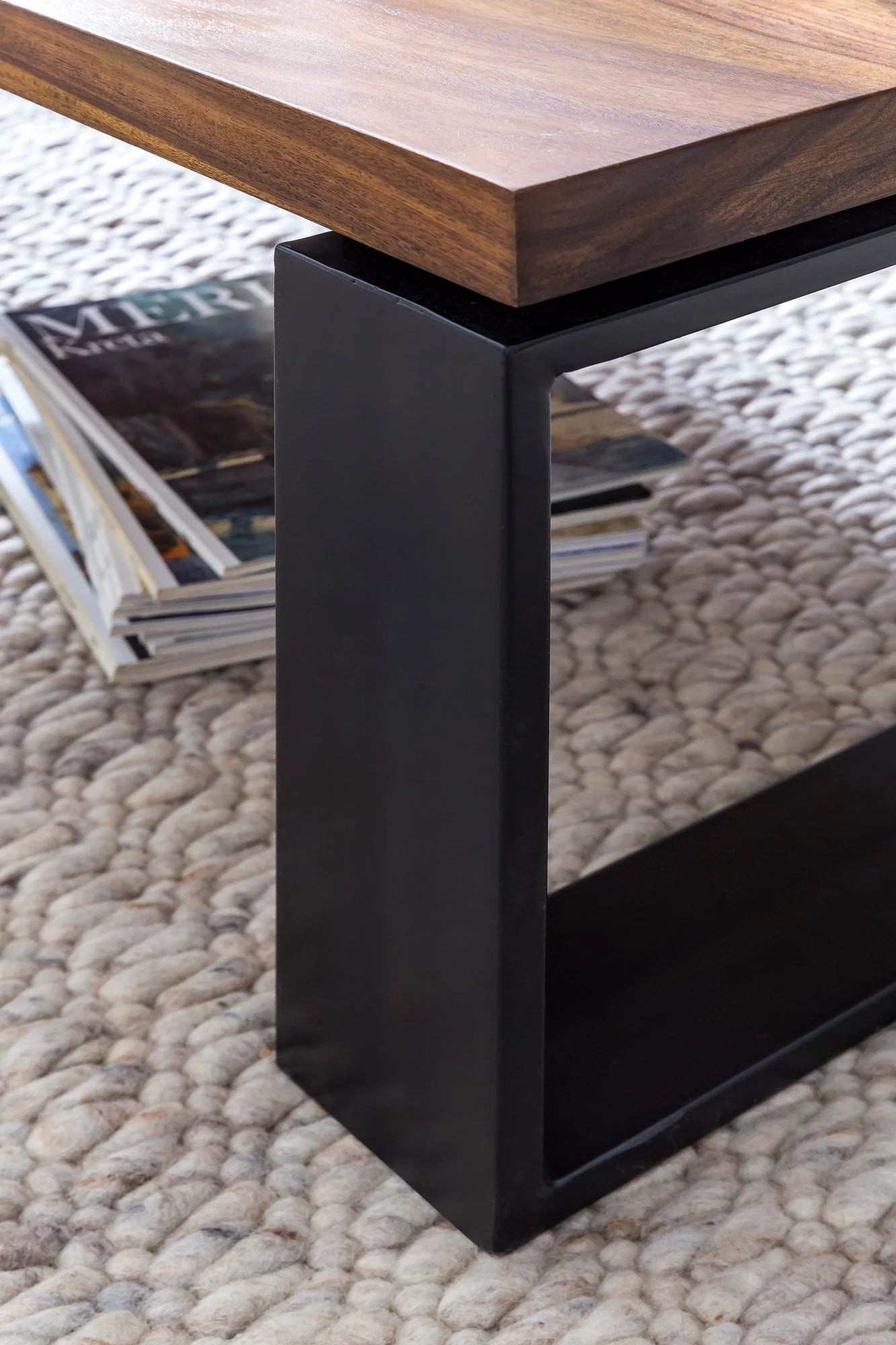 Sheesham Wood Coffee Table With Iron Legs