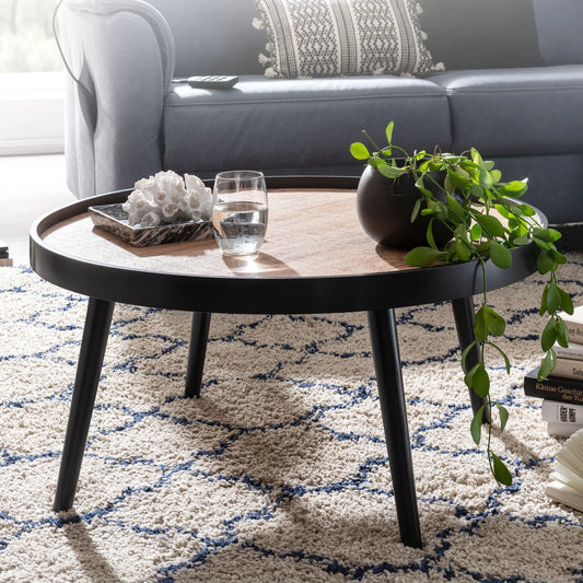 Mango Wood Round Coffee Table With Iron Legs