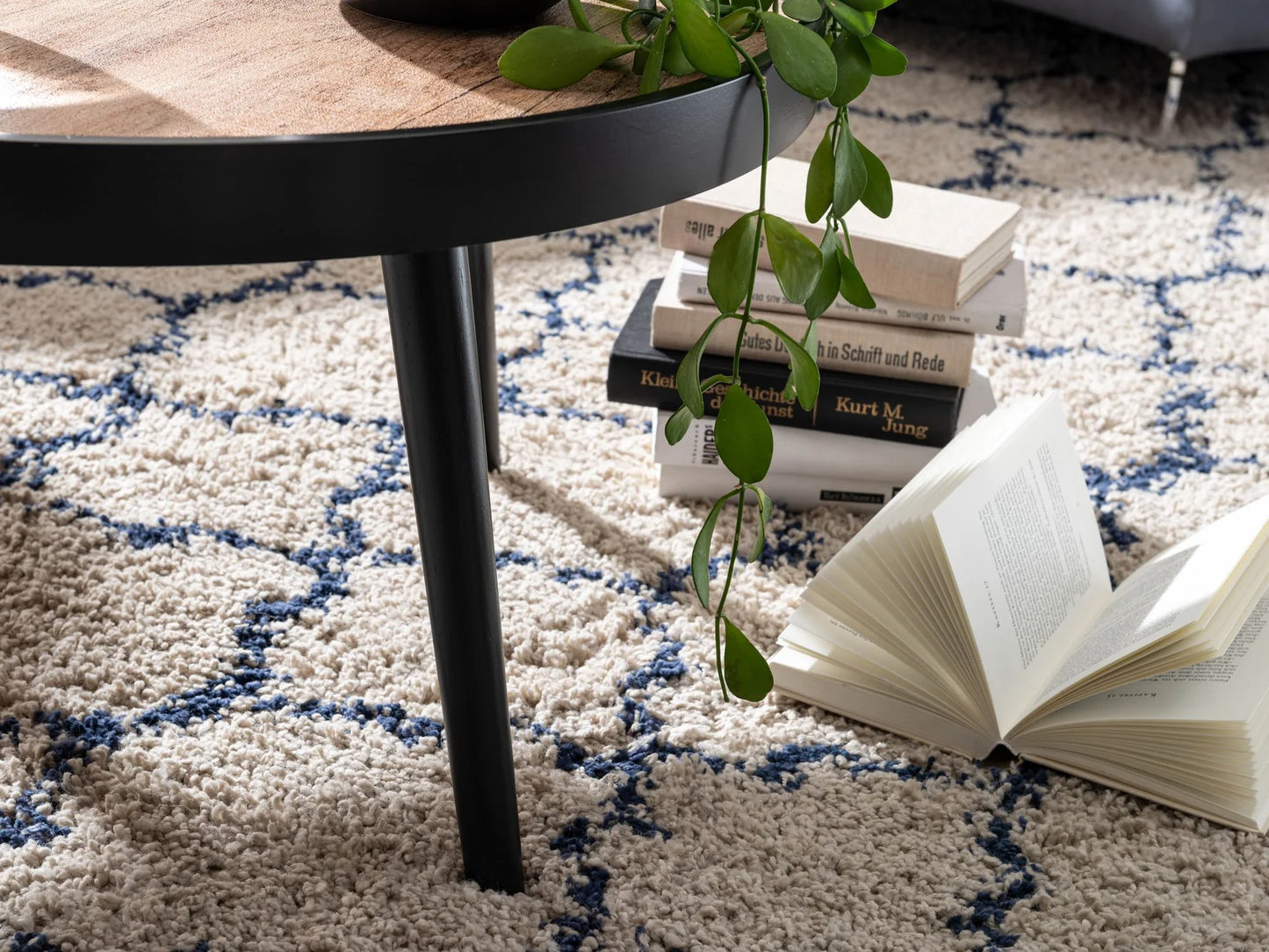 Mango Wood Round Coffee Table With Iron Legs