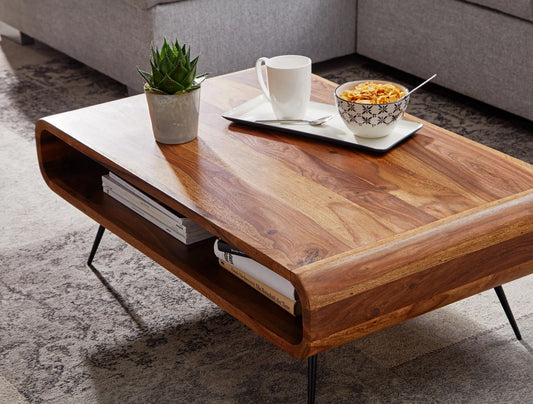 Sheesham Wood Coffee Table With Iron Legs