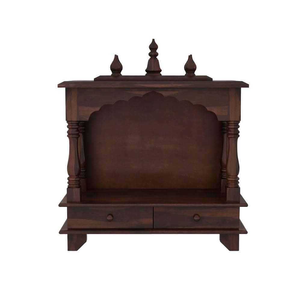 Solid Sheesham Wood Temple With 2 Storage Drawers