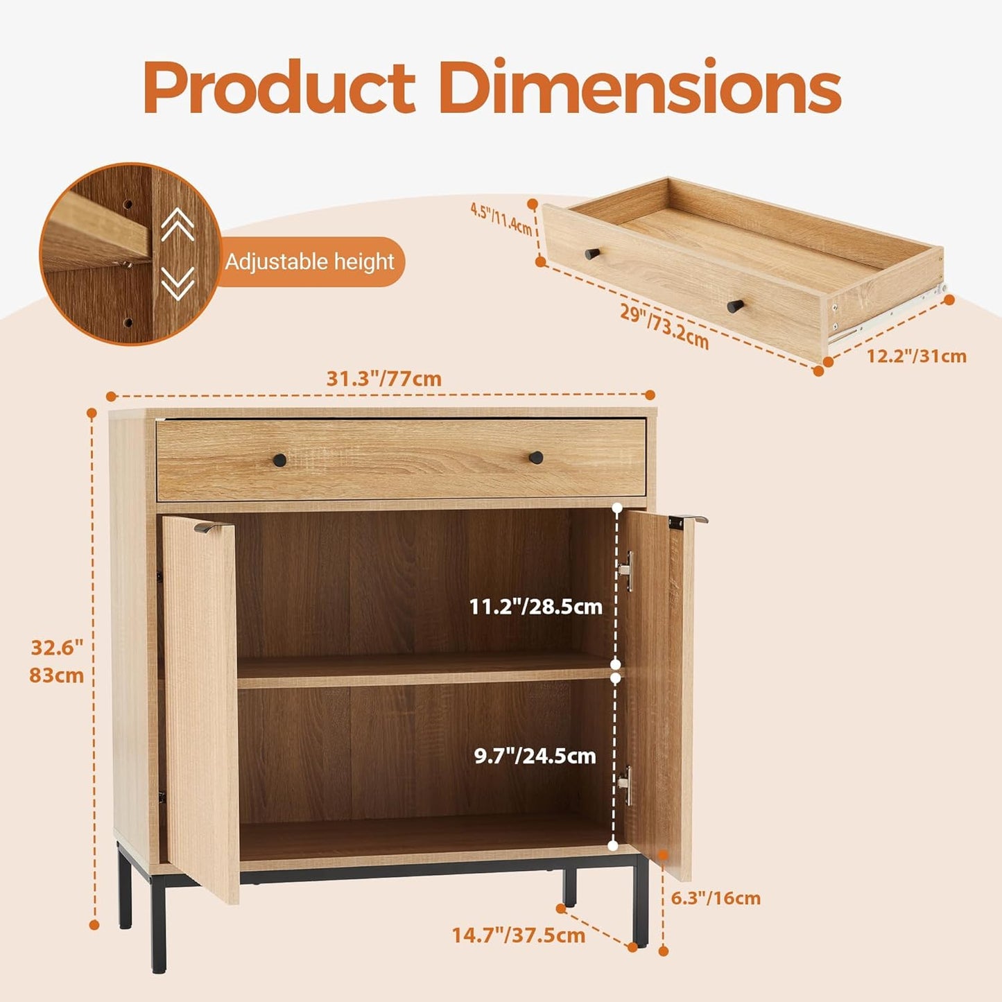 Dakota Kitchen Cabinet With Iron Legs
