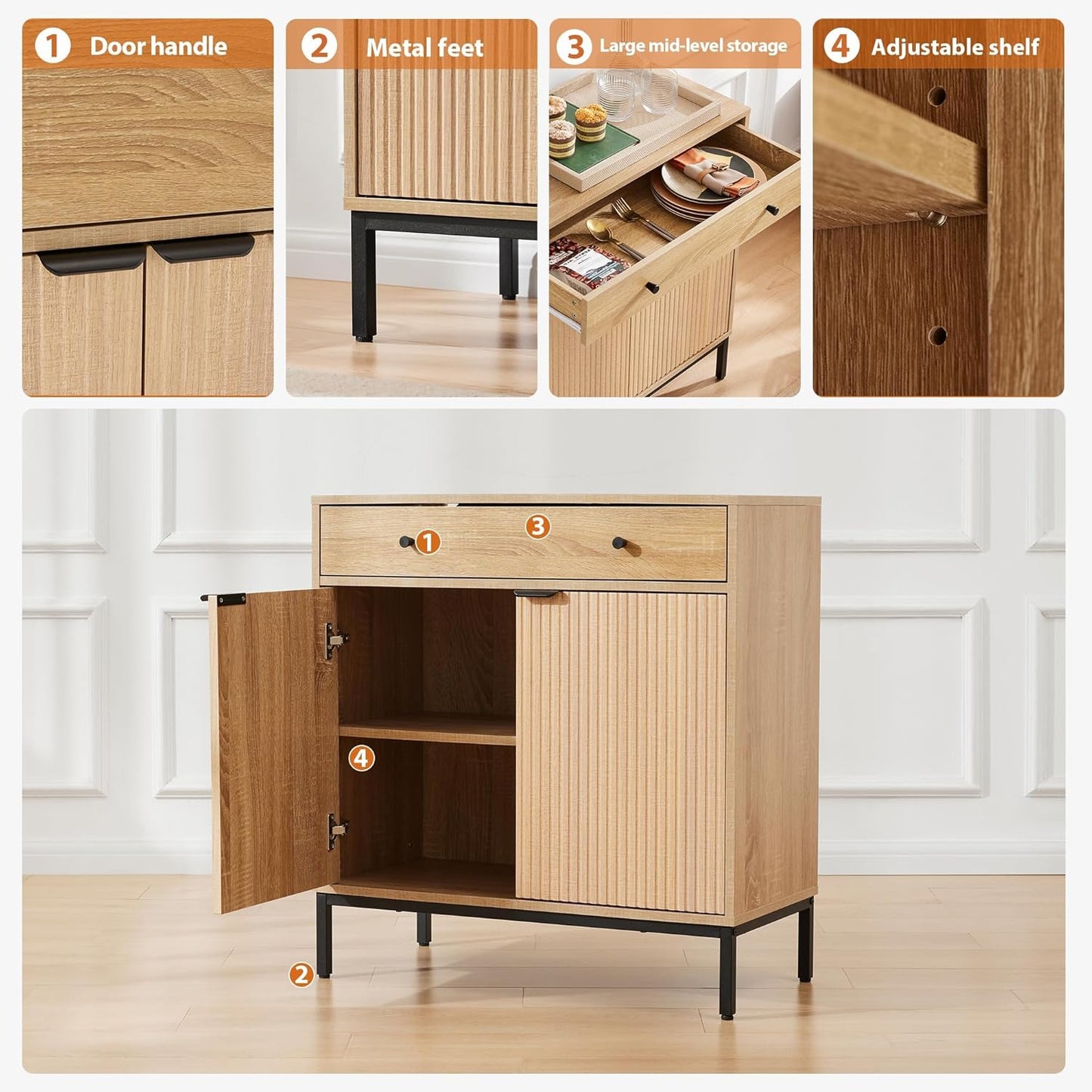Dakota Kitchen Cabinet With Iron Legs