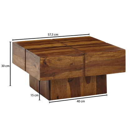 Solid Sheesham Wood Center Table With Natural Honey Finish