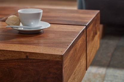Solid Sheesham Wood Center Table With Natural Honey Finish
